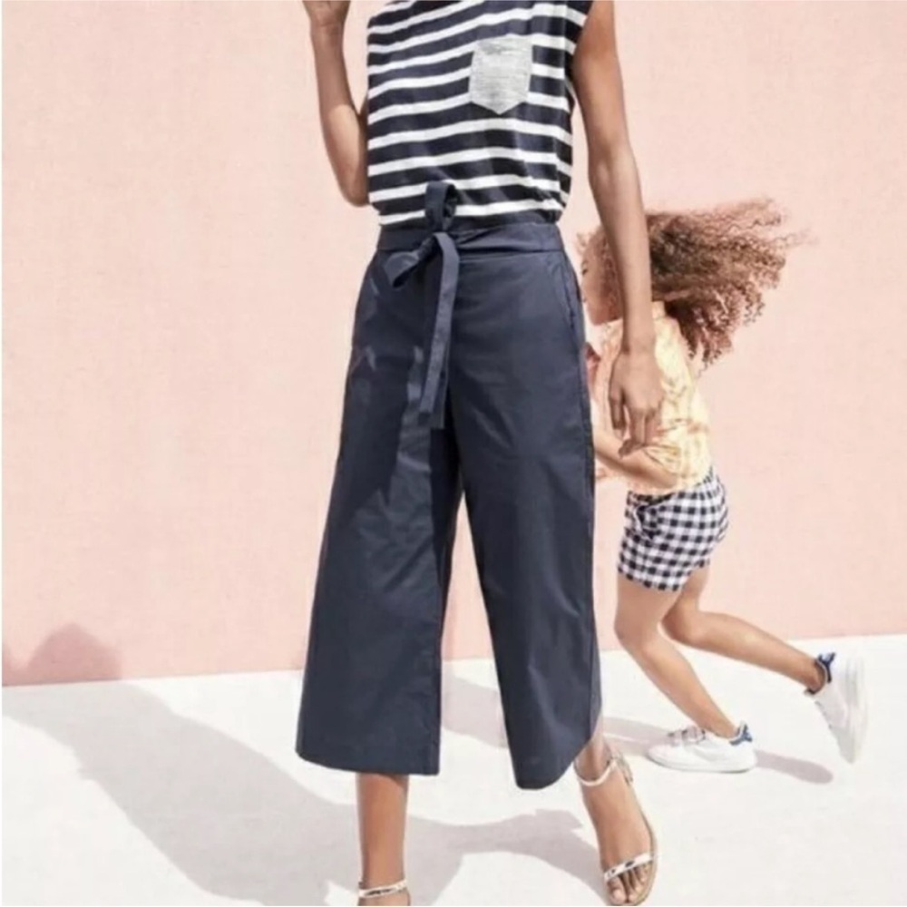 J.Crew Navy Blue Wide Leg Stretch Poplin Crop Pants